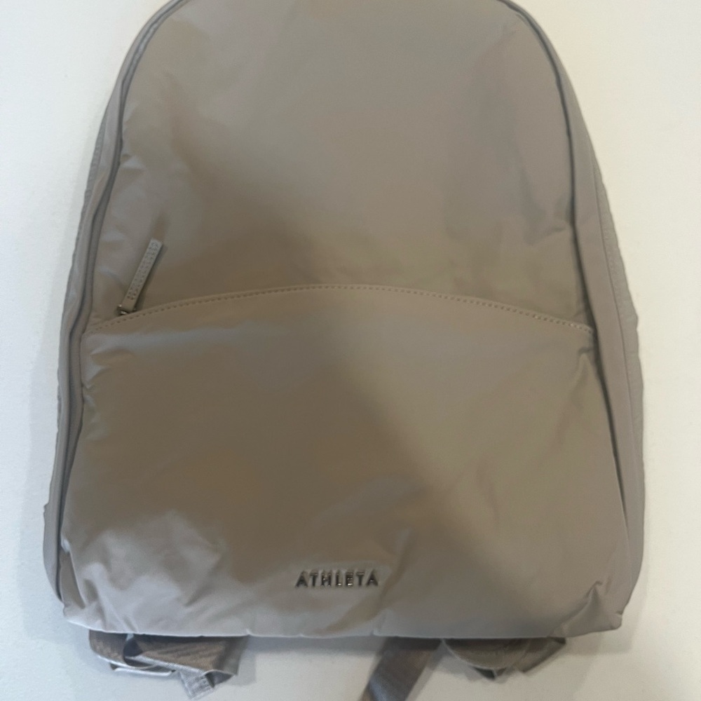 Athleta Taupe Nylon Backpack with Front Zip Pocket